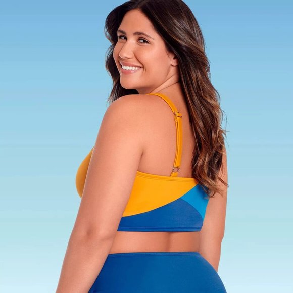 Women's Slimming Control Colorblock Crop Bikini Top‎ - Beach Betty Size 3X - Picture 3 of 3